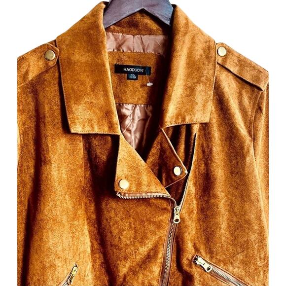 HAODUOYI Faux Seude Jacket, Size XXL, New Without Tag - Picture 8 of 16
